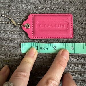 Coach Barbie Pink Large L 3” Leather Fob Hang tag Charm Keychain Y2K authentic